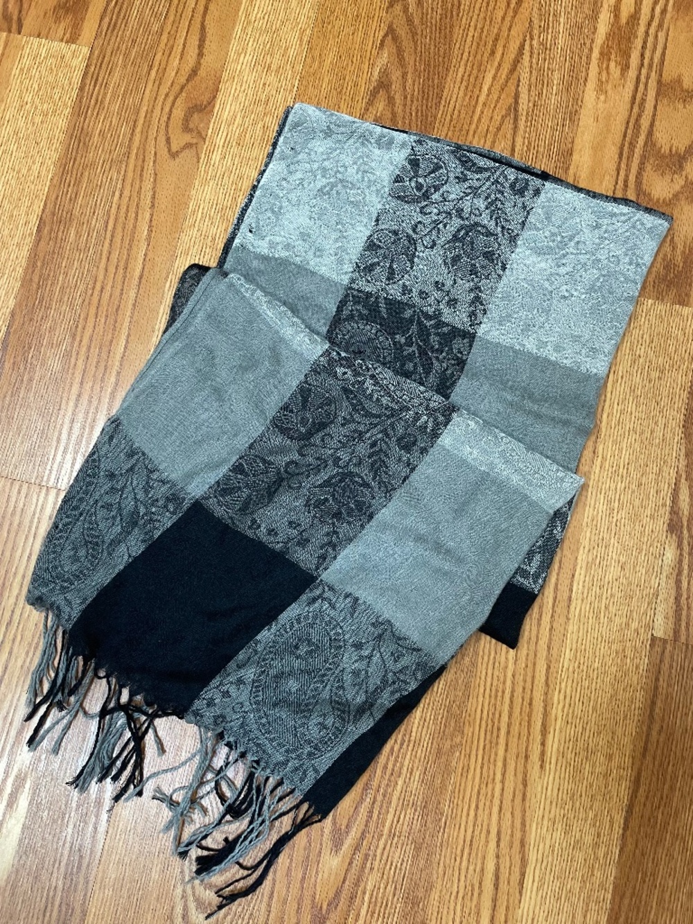 Black and Gray Paisley Scarf